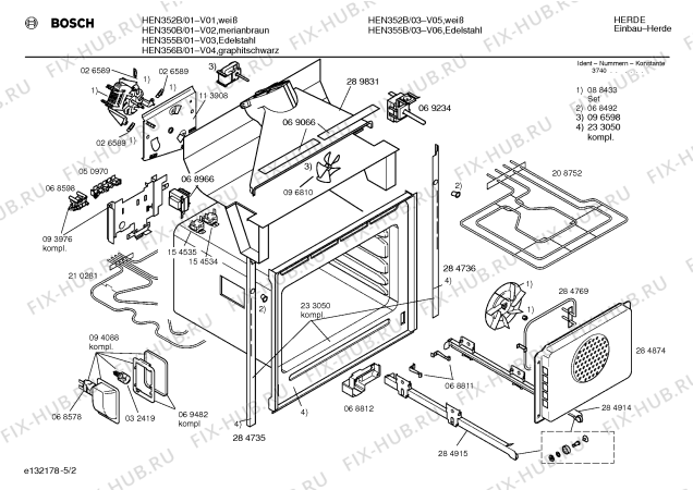 Взрыв-схема плиты (духовки) Bosch HEN356B - Схема узла 02