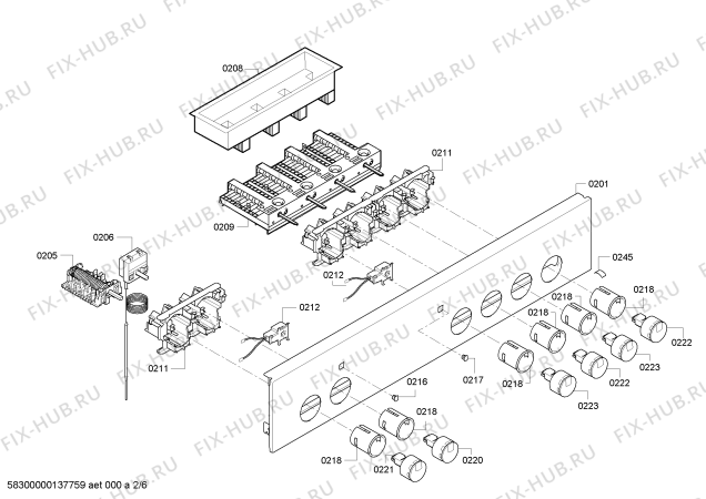 Схема №2 CH210250 с изображением Переключатель для плиты (духовки) Bosch 00614275