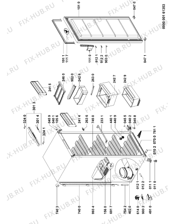 Схема №1 WV1644 A+X с изображением Корпусная деталь для холодильной камеры Whirlpool 480132101631