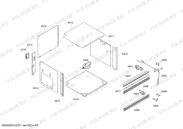 Взрыв-схема плиты (духовки) Gaggenau BS274130 - Схема узла 04