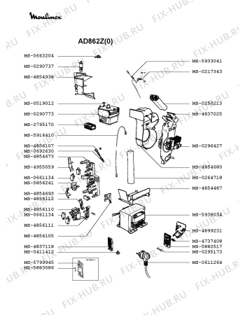 Взрыв-схема микроволновой печи Moulinex AD862Z(0) - Схема узла 7P002344.3P3