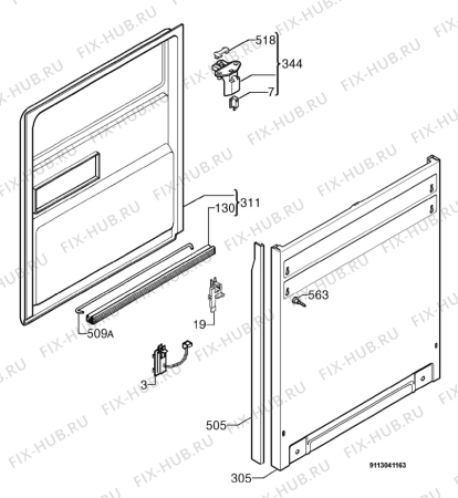 Взрыв-схема посудомоечной машины Aeg Electrolux F88010VI - Схема узла Door 003