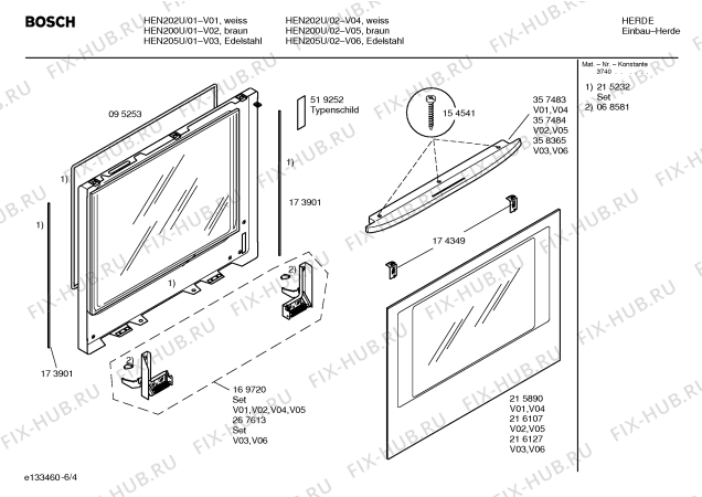 Схема №3 HEN205U с изображением Инструкция по эксплуатации для духового шкафа Bosch 00526033