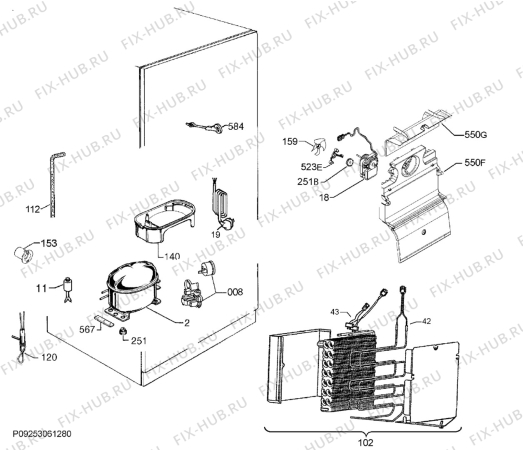 Взрыв-схема холодильника Rex Electrolux RN3851MOX - Схема узла Cooling system 017