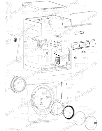 Схема №1 WFW5090GW с изображением Уплотнение для стиральной машины Whirlpool 481010891901