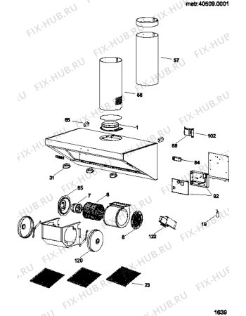 Схема №1 XH901IX (F031243) с изображением Спецфильтр для вентиляции Indesit C00111032