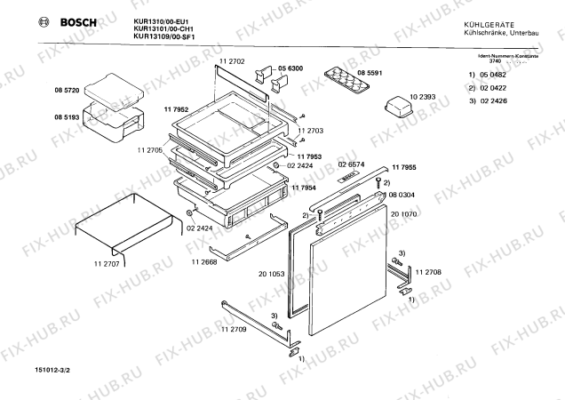 Взрыв-схема холодильника Bosch KUR1310 - Схема узла 02