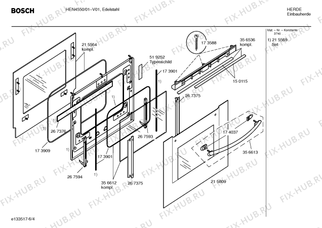 Схема №1 HEN4550 с изображением Панель управления для духового шкафа Bosch 00359126