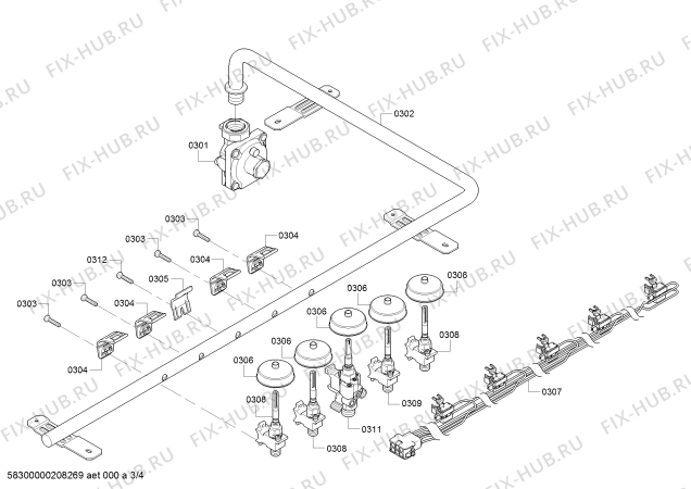 Взрыв-схема плиты (духовки) Bosch NGMP656UC Bosch - Схема узла 03