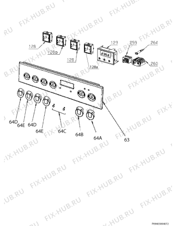 Взрыв-схема плиты (духовки) Aeg Electrolux 47045VD-MN - Схема узла Command panel 037