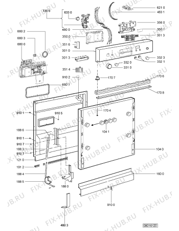 Схема №1 ADG 6949 WH с изображением Обшивка для посудомоечной машины Whirlpool 480140102807