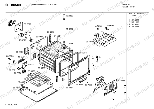 Схема №4 HSN595NEU с изображением Стеклокерамика для электропечи Bosch 00236663