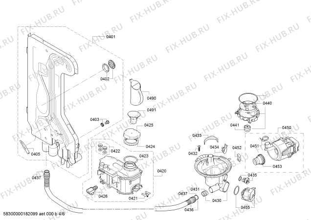 Взрыв-схема посудомоечной машины Bosch SBV41D00EU SilencePlus - Схема узла 04