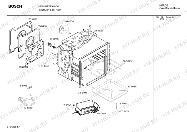 Взрыв-схема плиты (духовки) Bosch HSG152PFF, Bosch - Схема узла 04