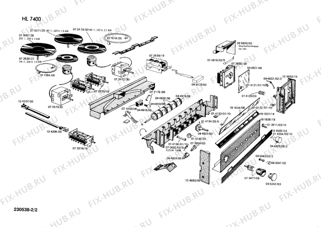 Взрыв-схема плиты (духовки) Siemens HL7400 - Схема узла 02