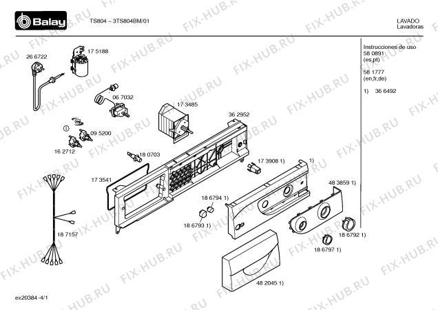 Схема №2 3TS804BM TS804 с изображением Панель управления для стиралки Bosch 00366492