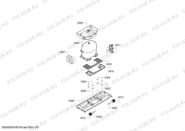 Взрыв-схема холодильника Bosch KGE49BI41 Bosch - Схема узла 03