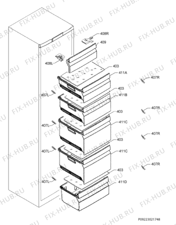 Взрыв-схема холодильника Aeg AGB62216NW - Схема узла Internal parts