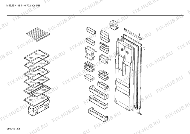 Взрыв-схема холодильника Miele KIVMI23 K148I - Схема узла 02