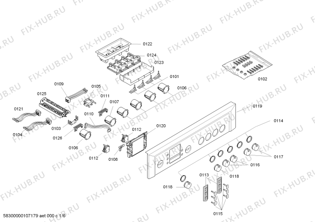 Схема №2 P1HEB89020 с изображением Панель управления для плиты (духовки) Bosch 00443258