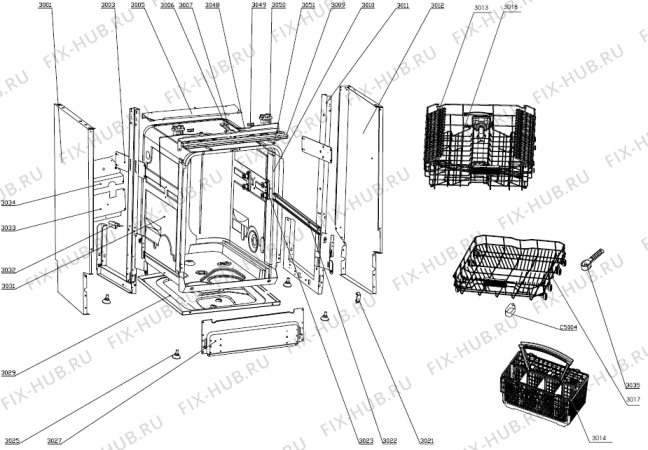 Схема №1 KGS60011W (180397, WQP12-DL0607) с изображением Дверь для электропосудомоечной машины Gorenje 291455