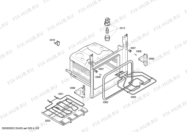 Схема №3 3HT501BP с изображением Передняя часть корпуса для плиты (духовки) Bosch 00662443