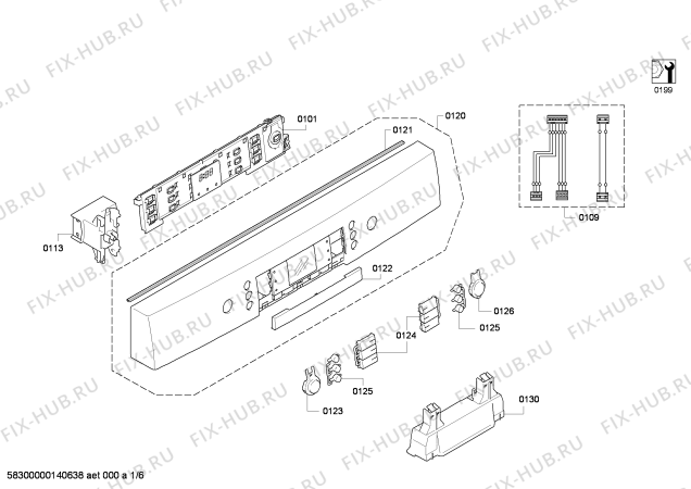 Схема №5 SMS58M12EU с изображением Передняя панель для посудомоечной машины Bosch 00675439