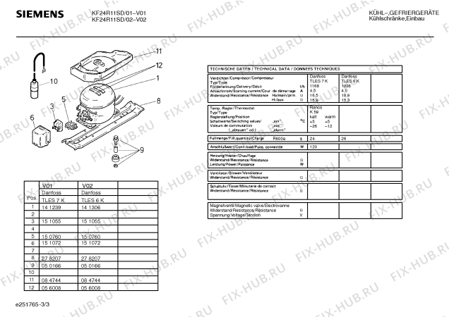 Взрыв-схема холодильника Siemens KF24R11SD - Схема узла 03