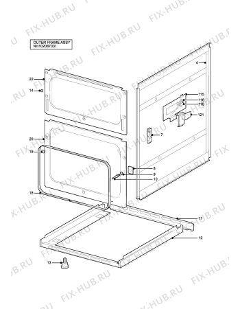 Взрыв-схема плиты (духовки) Electra EL303GR - Схема узла H10 Outer Frame