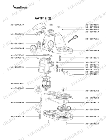 Взрыв-схема кухонного комбайна Moulinex AATF12(Q) - Схема узла XP000399.3P3