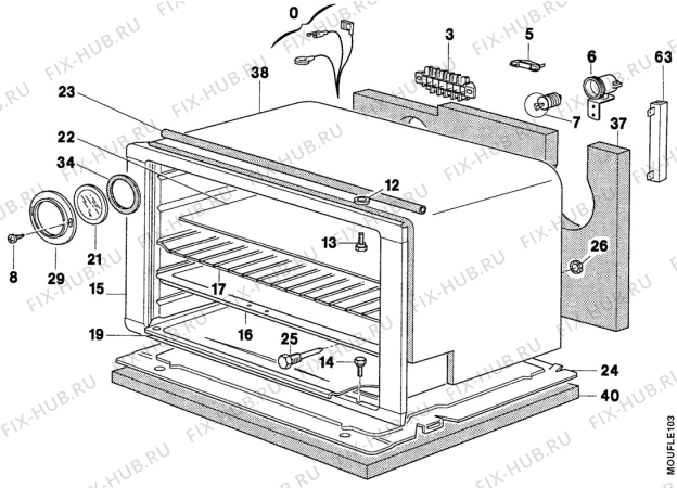 Взрыв-схема плиты (духовки) Arthurmartinelux CE6068-1 - Схема узла Oven body