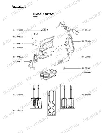 Схема №1 HM301100/BV0 с изображением Рукоятка для блендера (миксера) Moulinex SS-994663