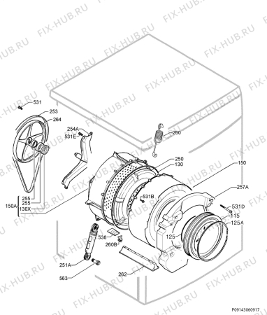 Взрыв-схема стиральной машины Electrolux EWF1273S - Схема узла Functional parts 267