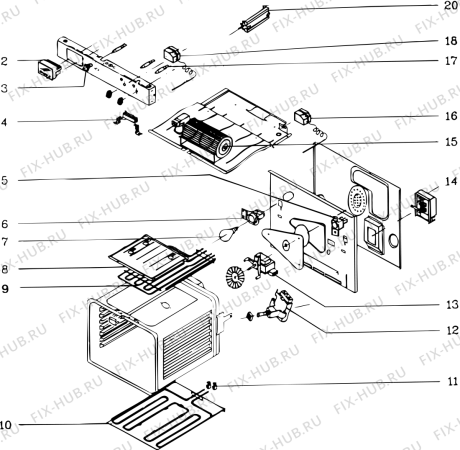 Взрыв-схема плиты (духовки) SCHOLTES FE44SL (F007614) - Схема узла