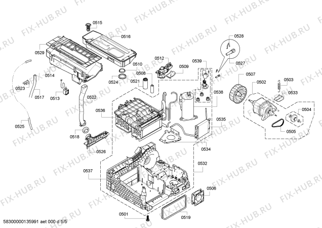 Взрыв-схема сушильной машины Siemens WT46W590CH - Схема узла 05