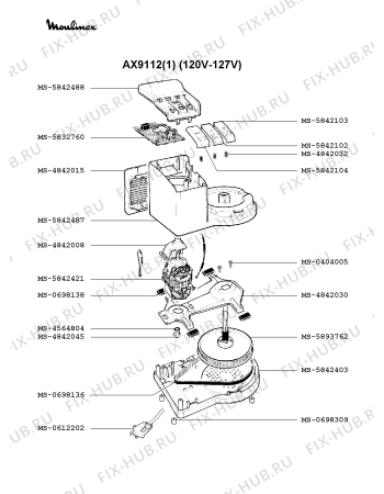 Взрыв-схема кухонного комбайна Moulinex AX9112(1) - Схема узла WP000597.2P2