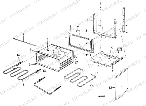 Взрыв-схема плиты (духовки) Unknown QC606F - Схема узла H10 Oven Cavity (small)