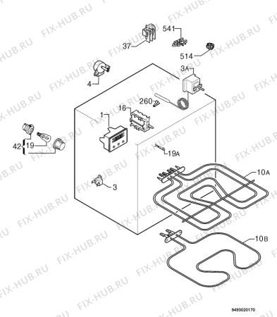 Взрыв-схема плиты (духовки) Zanussi ZBN767X - Схема узла Electrical equipment 268