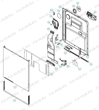 Взрыв-схема посудомоечной машины Pelgrim GVW998ONY-P01 XXL NL   -Black FI Soft (341888, DW70.3) - Схема узла 05