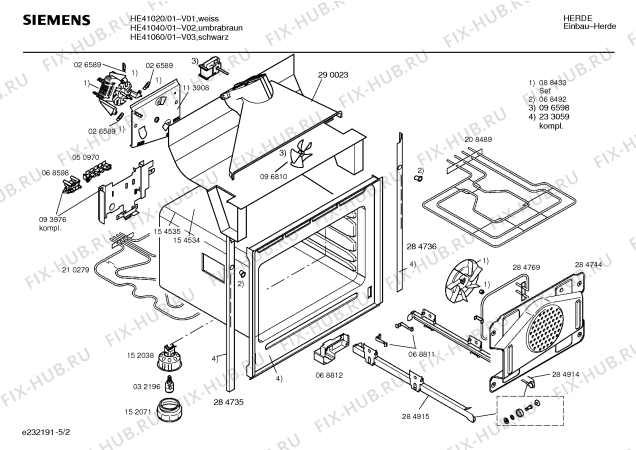 Взрыв-схема плиты (духовки) Siemens HE41020 - Схема узла 02