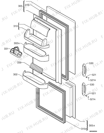 Взрыв-схема холодильника Electrolux ERB3769 - Схема узла Door 003