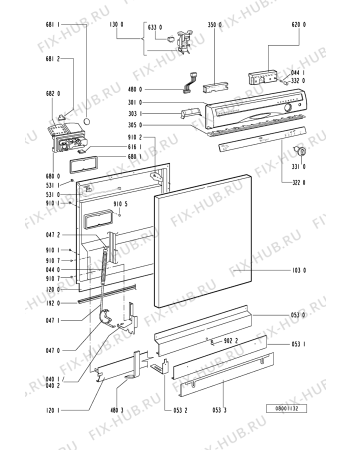 Схема №2 ADP 941/3 WH с изображением Панель для посудомоечной машины Whirlpool 481245370226