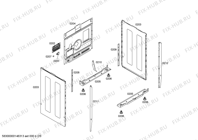 Взрыв-схема плиты (духовки) Bosch HCE723220G - Схема узла 02