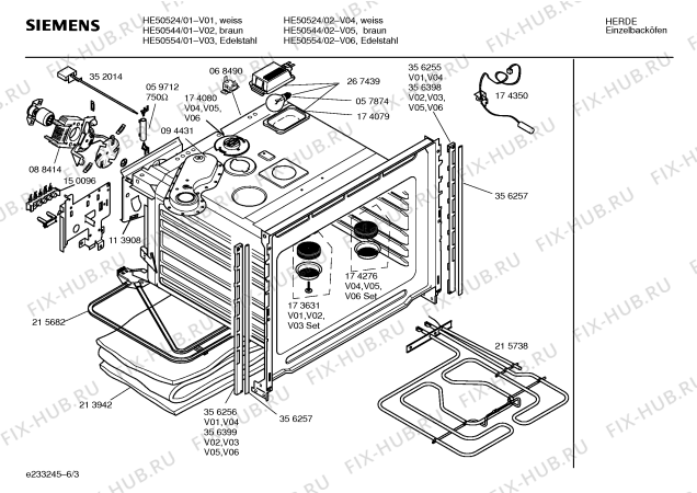 Схема №1 HE50544 с изображением Инструкция по эксплуатации для плиты (духовки) Siemens 00524728