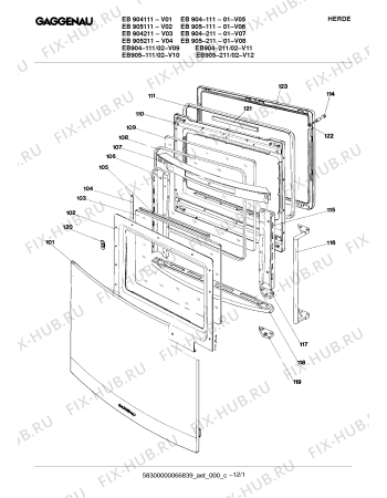Схема №4 EB906210 с изображением Панель для плиты (духовки) Bosch 00292815
