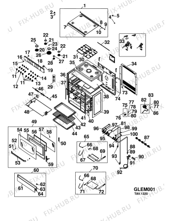 Схема №1 CN5SG1WEX (F069024) с изображением Запчасть для плиты (духовки) Indesit C00292732