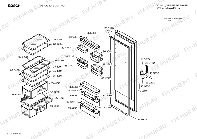 Взрыв-схема холодильника Bosch KSK38421SD - Схема узла 02