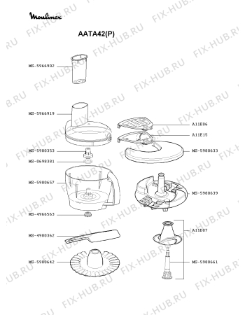 Взрыв-схема кухонного комбайна Moulinex AATA42(P) - Схема узла IP000365.4P2