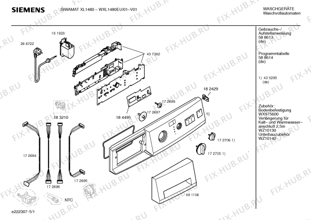 Схема №2 WXL1480EU SIWAMAT XL 1480 с изображением Ручка для стиралки Siemens 00491106