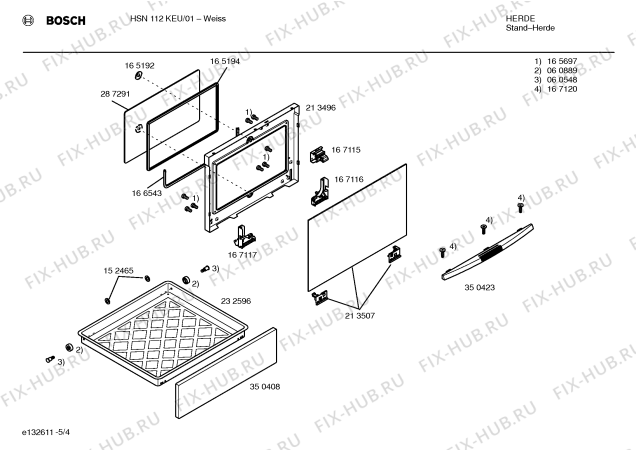Взрыв-схема плиты (духовки) Bosch HSN112KEU - Схема узла 04
